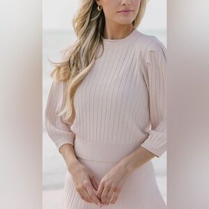 Aleeza Paris - Blush NWT LG Elegant Pink Cable Knit Sweater